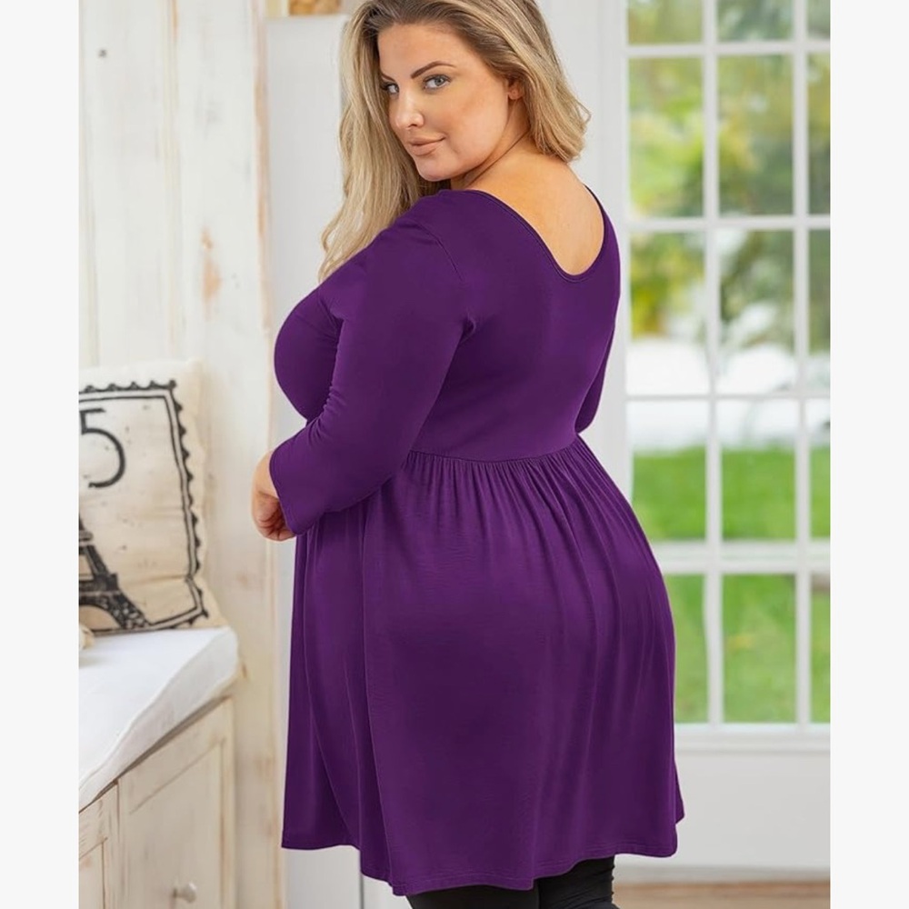 Plus Size Tunic 3/4 Sleeve Crewneck Babydoll Top Plus Size 5X - Maternity option - Picture 6 of 6